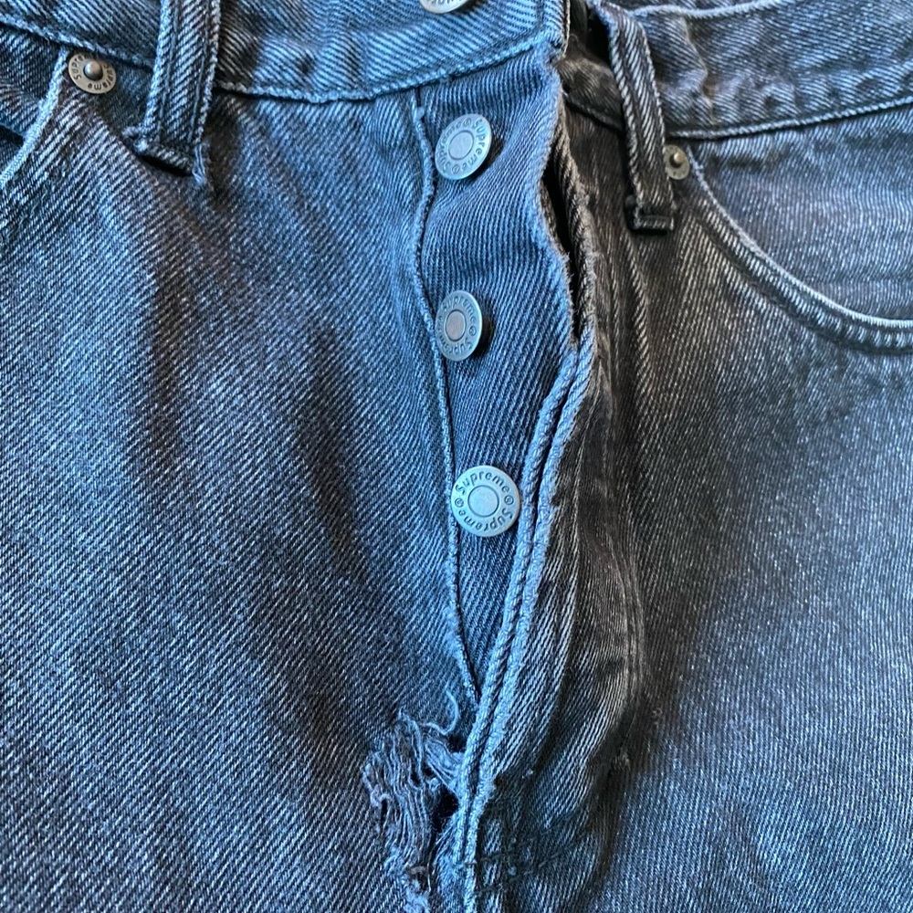 Black Denim Jeans with Button Fly